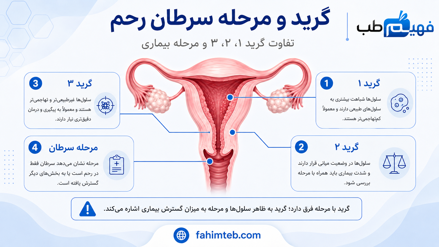 گرید و مرحله سرطان رحم؛ گرید ۱، ۲ و ۳ چه تفاوتی دارند؟