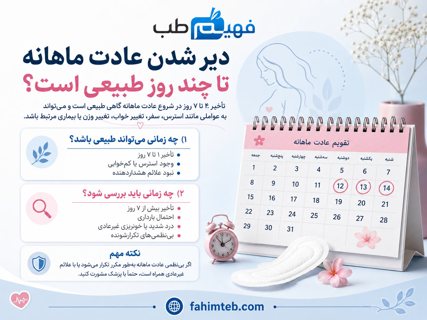 دیر شدن عادت ماهانه تا چند روز طبیعی است؟