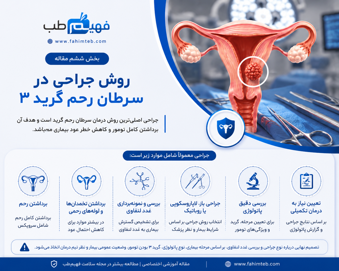 درمان جراحی سرطان رحم گرید ۳ چگونه انجام می‌شود؟