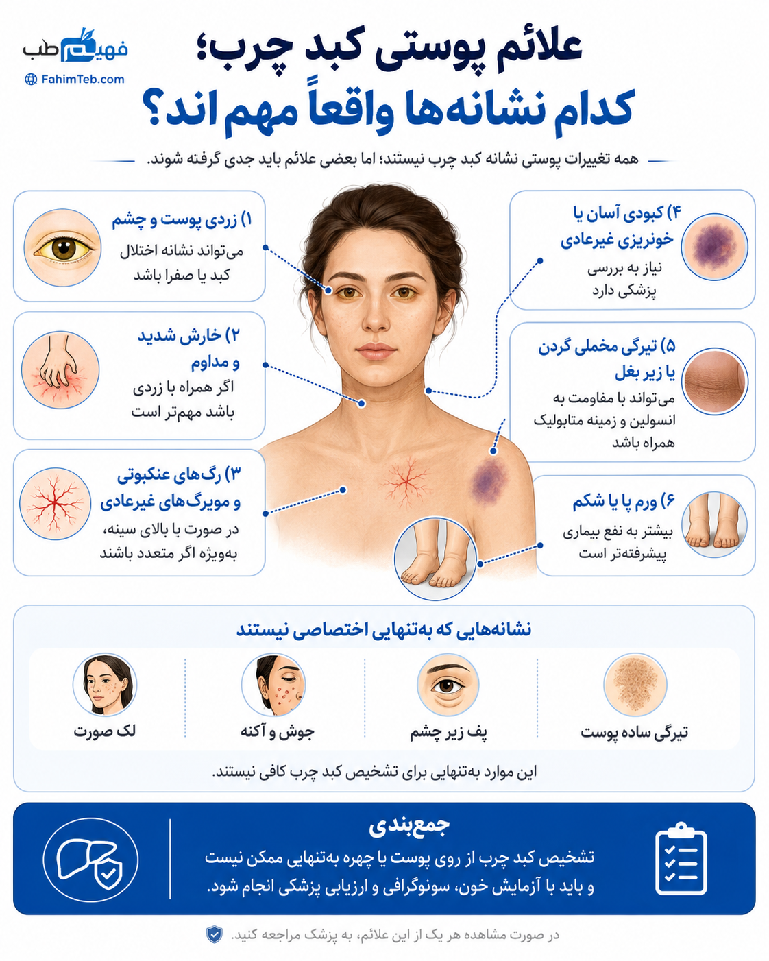 علائم پوستی کبد چرب؛ کدام نشانه‌ها واقعاً مهم‌اند؟